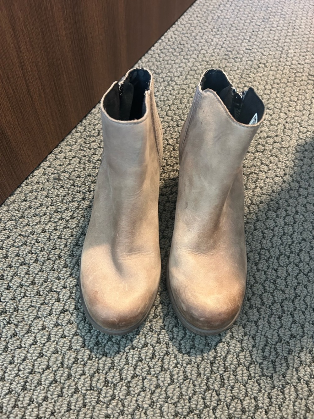 Sorel Taupe Ankle Booties with Side Zip